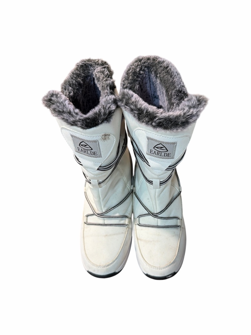 Earlde White Snow Boots Faux Fur Trim Waterproof Sz 7